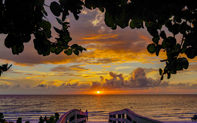 Beach view at sunset