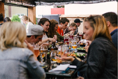 People eating at a restaurant