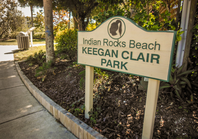 Keegan Clair Park sign in Indian Rocks Beach